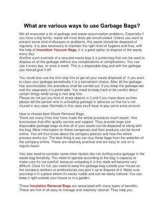 what are various ways to use garbage bags