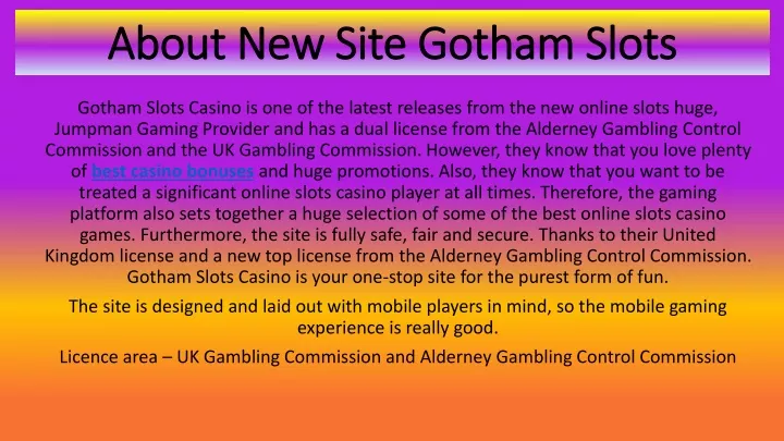 about new site gotham slots