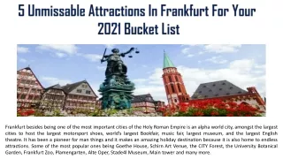 5 Unmissable Attractions In Frankfurt For Your 2021 Bucket List