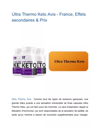 Ultra Thermo Keto Avis - France, Effets secondaires & Prix