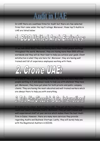 Audit in UAE