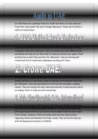 in uae there are countless firms for audit