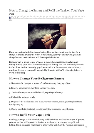 How to Change the Battery and Refill the Tank on Your Vape Pen