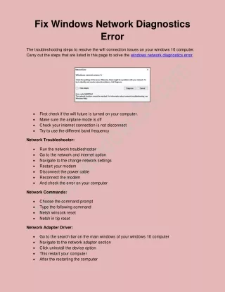 fix windows network diagnostics error