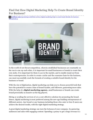 Find Out How Digital Marketing Help To Create Brand Identity For Business?