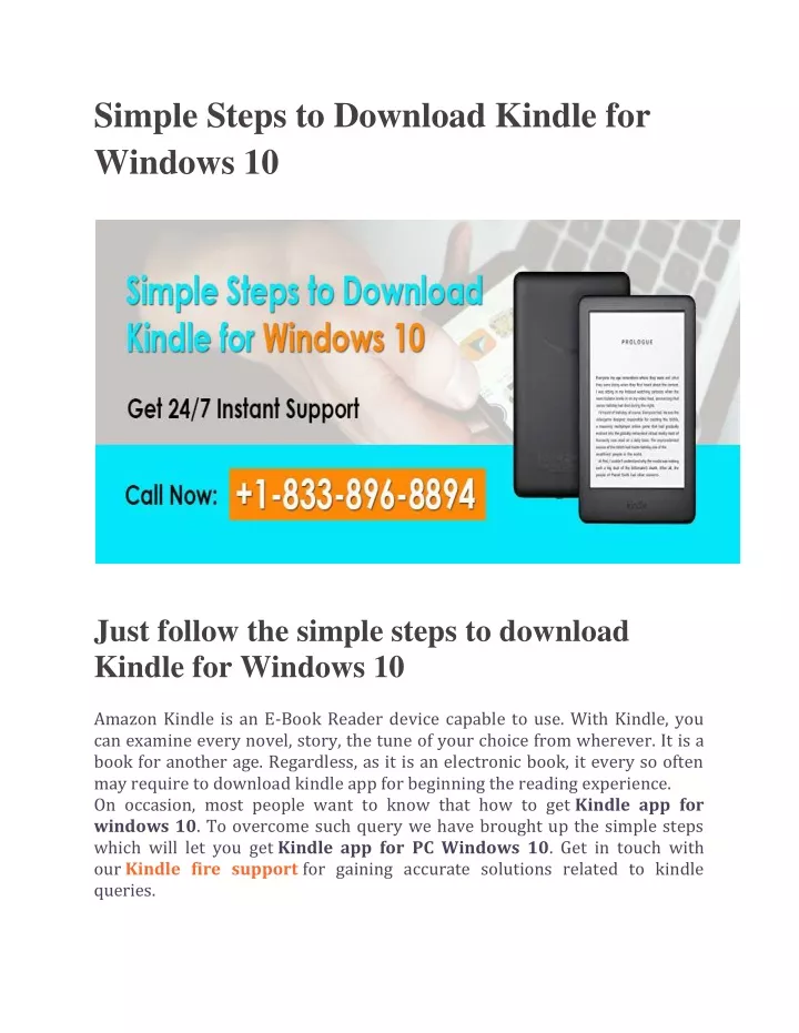 simple steps to download kindle for windows 10