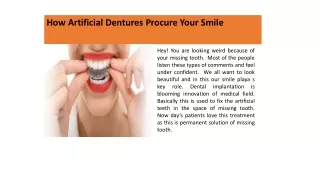 How Artificial Dentures Procure Your Smile