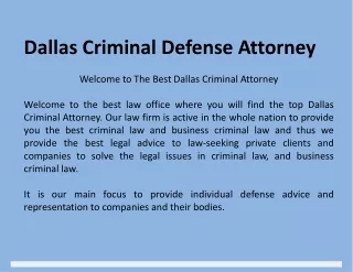 Dallas Criminal Defense Attorney
