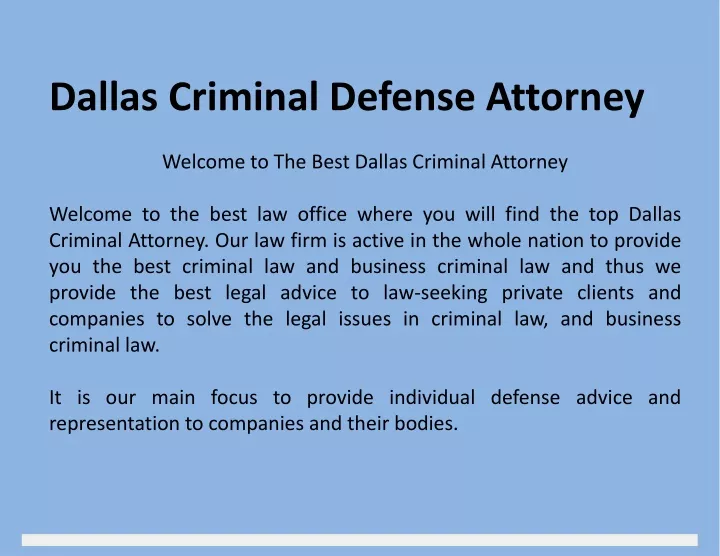 dallas criminal defense attorney welcome
