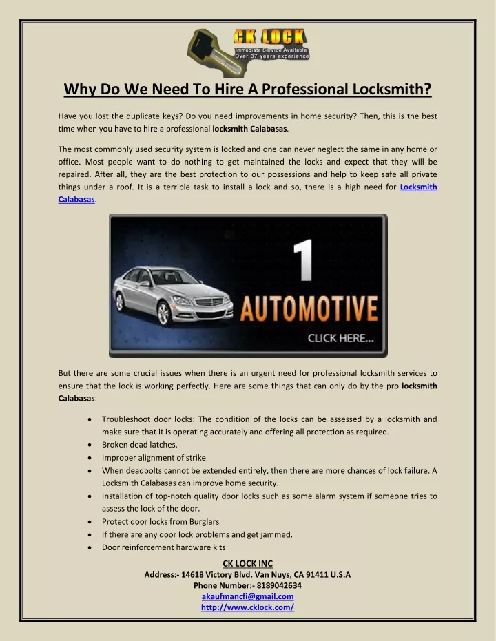 why do we need to hire a professional locksmith