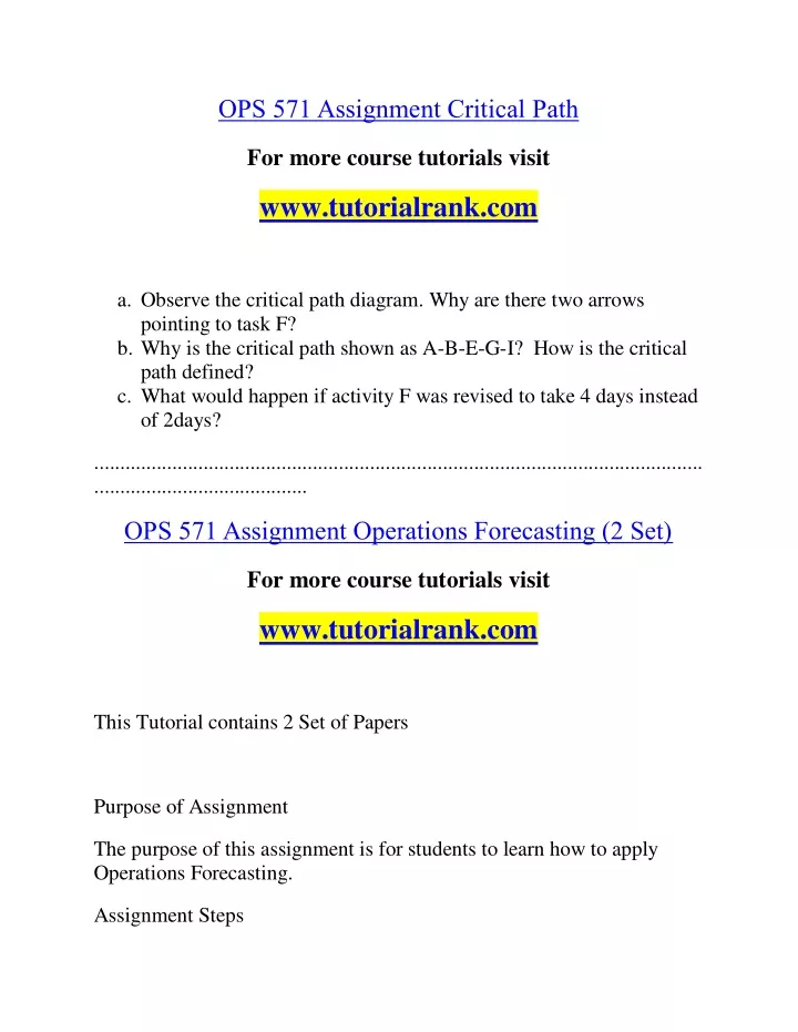 ops 571 assignment critical path