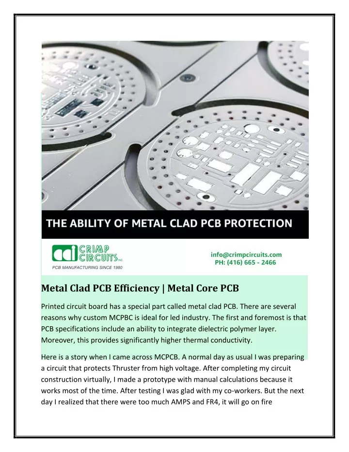 metal clad pcb efficiency metal core pcb