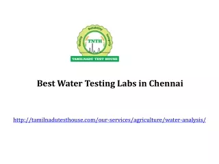 Best Water Testing Labs in Chennai