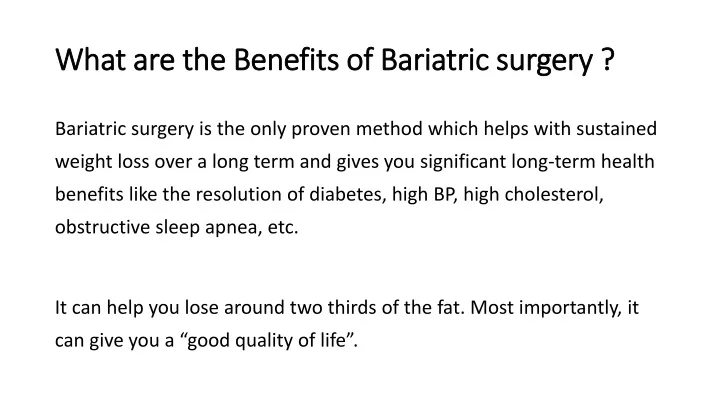 what are the benefits of bariatric surgery