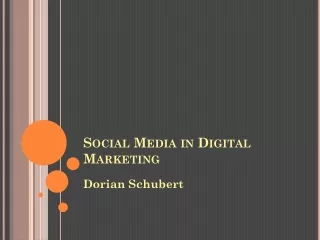 Dorian Schubert - The role of social media in digital marketing