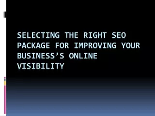 Selecting the right SEO package for improving your business’s online visibility