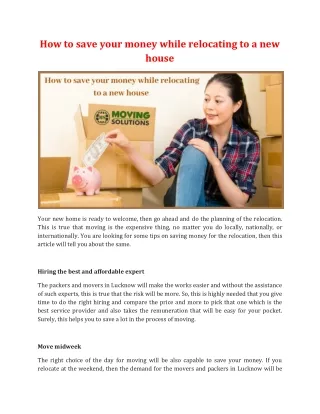 how to save your money while relocating