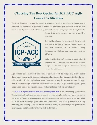 choosing the best option for icp acc agile coach