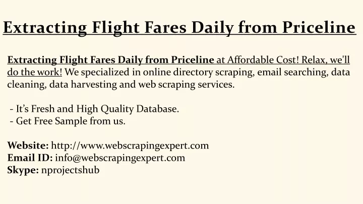 extracting flight fares daily from priceline
