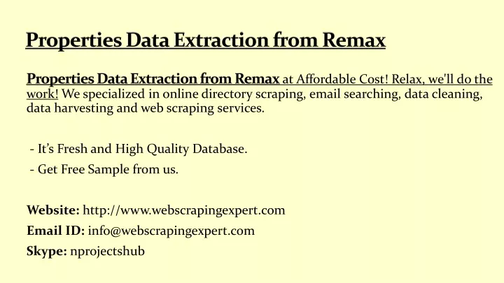 properties data extraction from remax