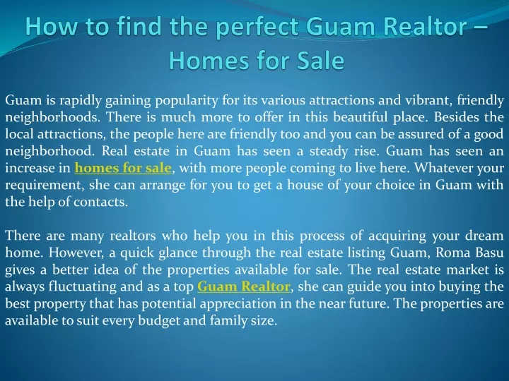how to find the perfect guam realtor homes for sale