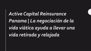 Active Capital Reinsurance Panama