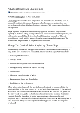 all about single leg chain slings