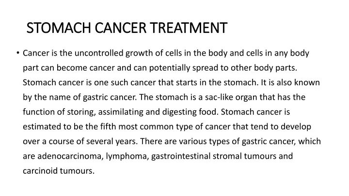 stomach cancer treatment