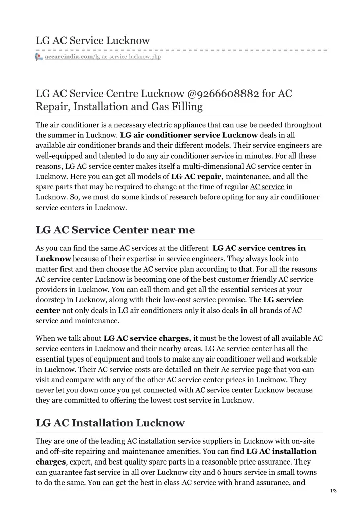 lg ac service lucknow