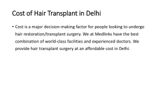 Hair transplant cost in Delhi