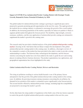 impact of covid 19 on antimicrobial powder
