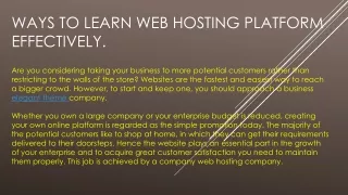 ways to learn web hosting platform effectively