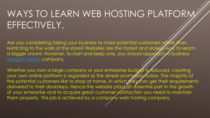 ways to learn web hosting platform effectively