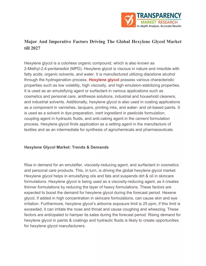 major and imperative factors driving the global