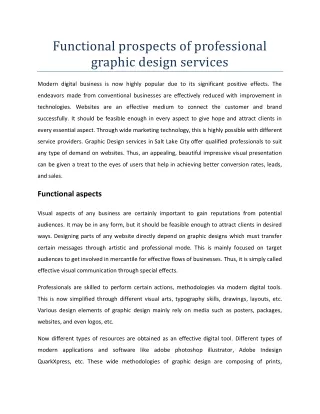Functional prospects of professional graphic design services