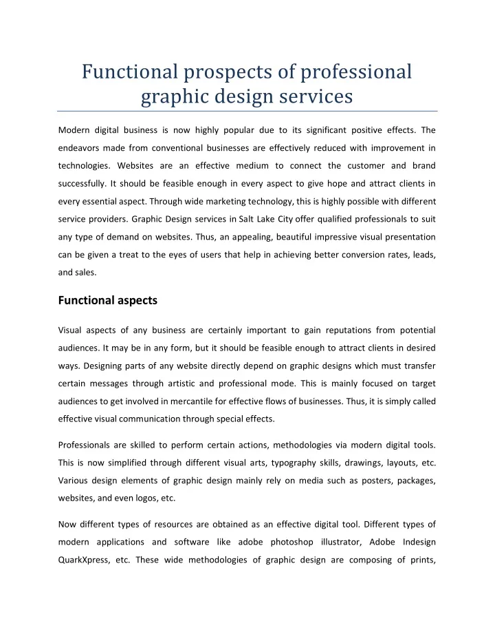 functional prospects of professional graphic