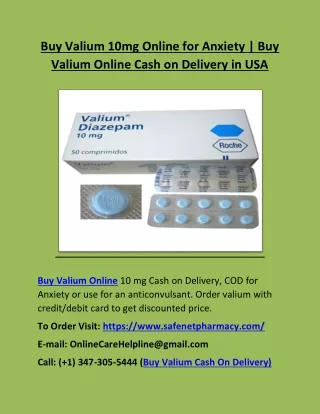 Buy Valium 10 MG Online for Anxiety | Buy Valium Online Cash on Delivery in USA