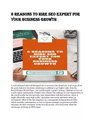 6 Reasons to Hire SEO Expert For Your Business Growth