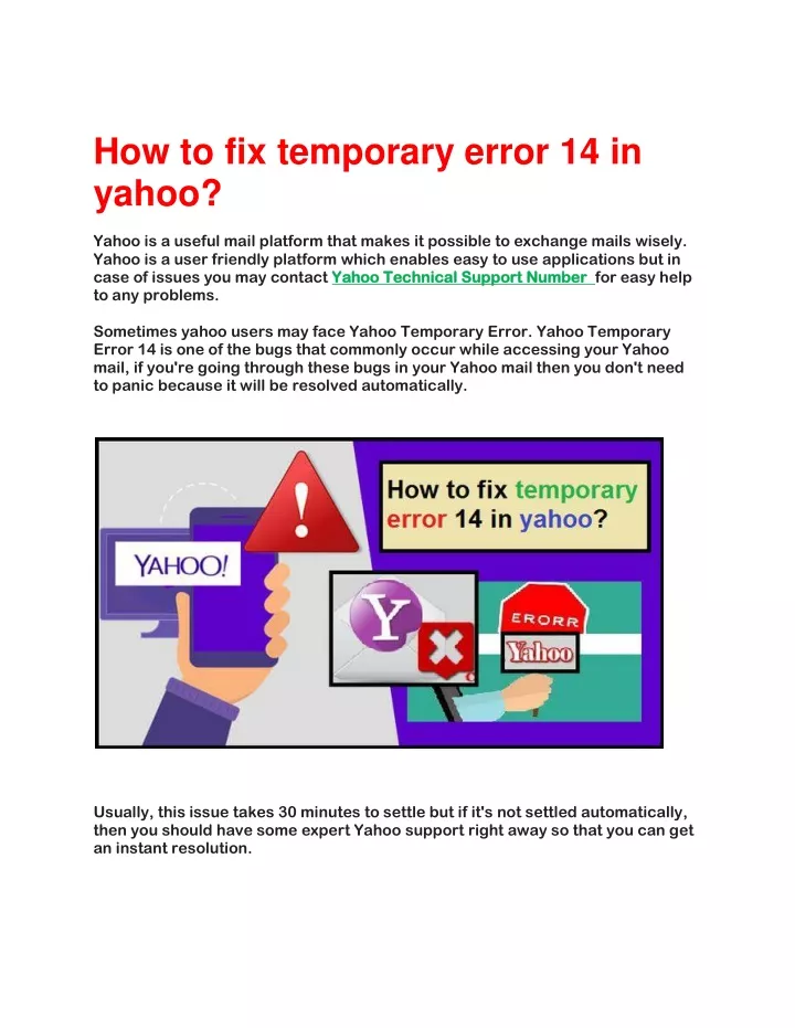 how to fix temporary error 14 in yahoo