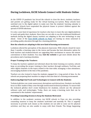 during lockdown igcse schools connect with