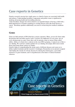 Case reports in Genetics