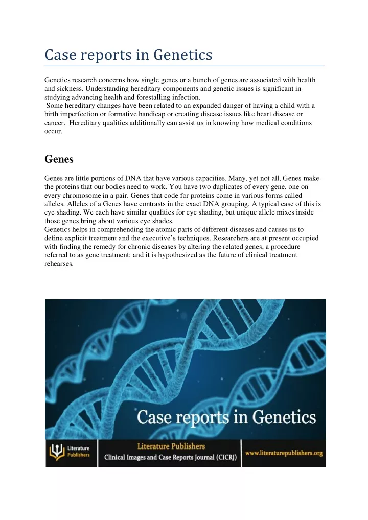 case reports in genetics