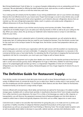 best dining establishment tools style