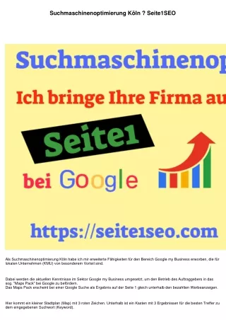 Suchmaschinenoptimierung Köln ⁄ Seite1SEO