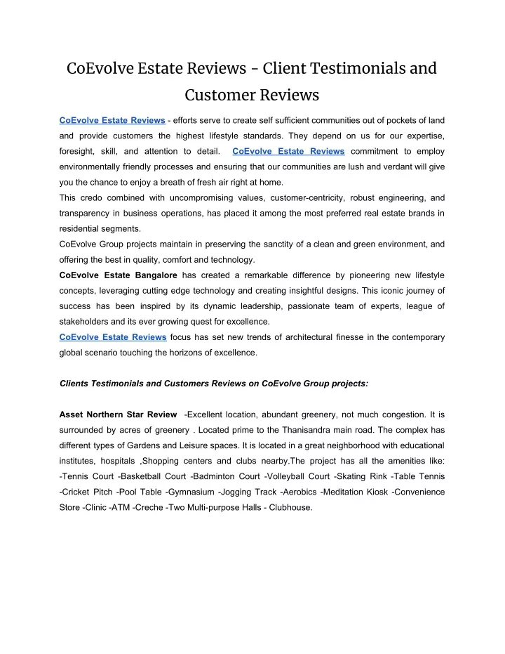 coevolve estate reviews client testimonials and