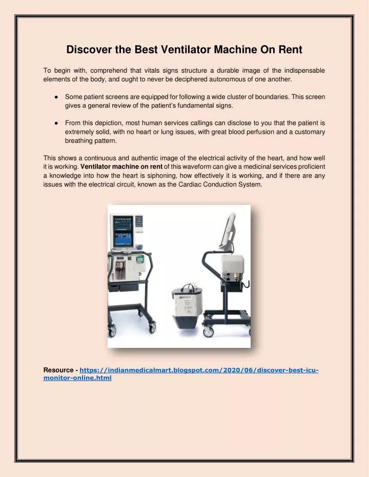 discover the best ventilator machine on rent