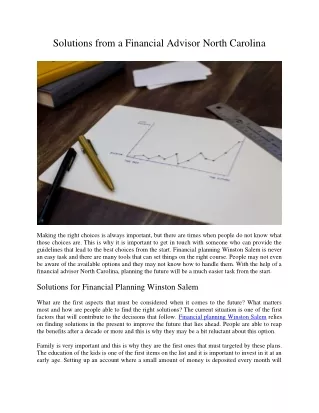 solutions from a financial advisor north carolina