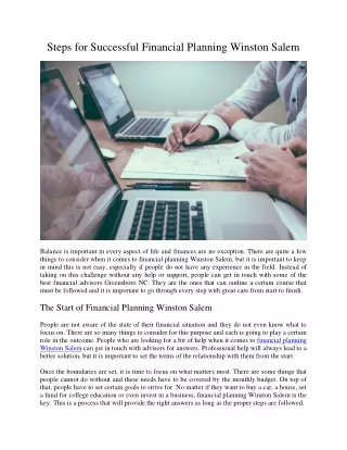 steps for successful financial planning winston