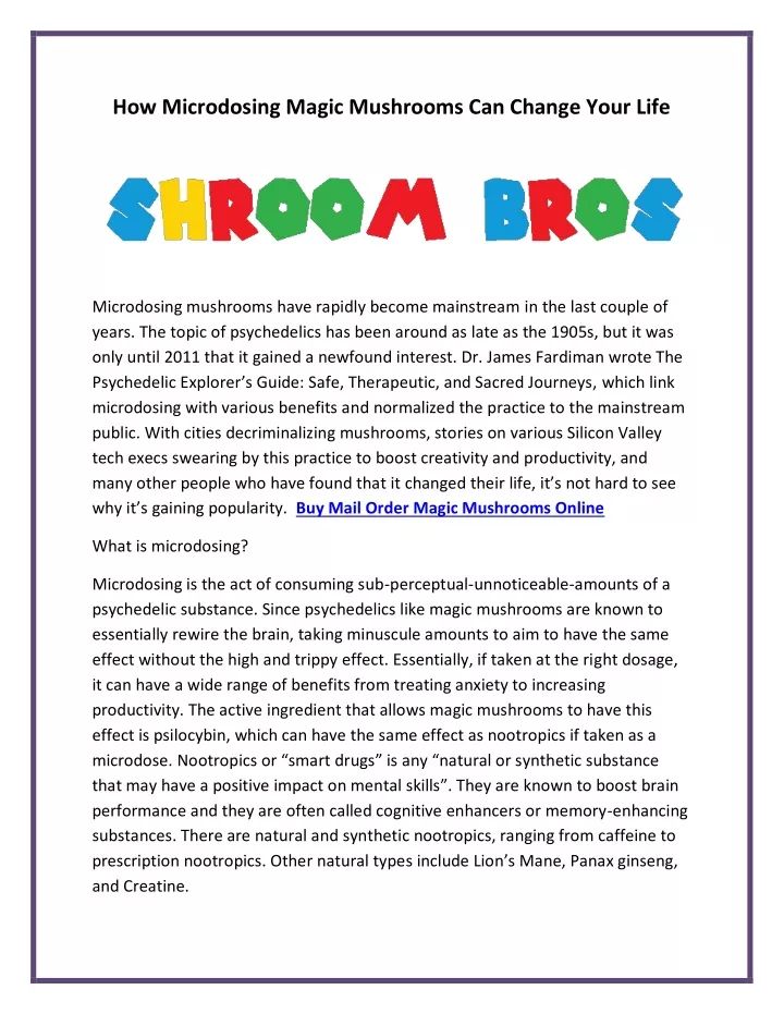how microdosing magic mushrooms can change your