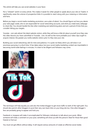 this article will help you use social websites